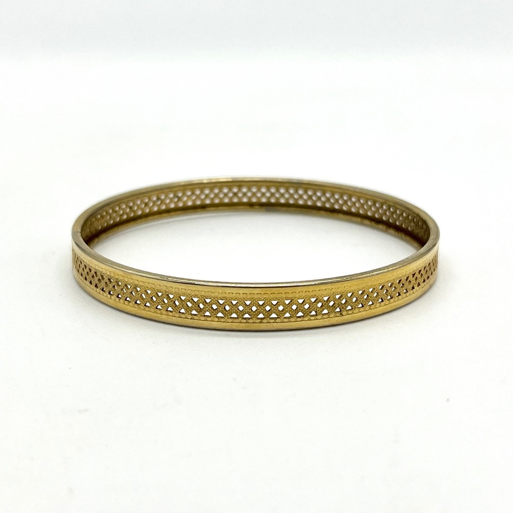 Gold Tone‎ Bangle Bracelet Openwork Design Fashion Jewelry Accessory